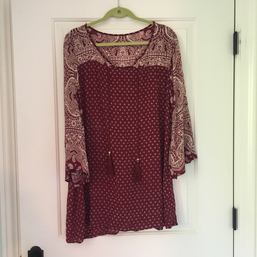 BOHEMIAN RED AND WHITE PRINT DRESS/COVER-UP